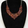 citrine and garnet stone statement necklace in sterling 925 silver 82.9g