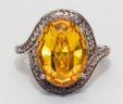 swarovski yellow crystal ring in sterling silver ring size 5