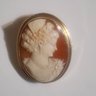 14K Gold Cameo Brooch Pendant
