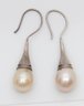 natural pearl and sterling modern drop earrings